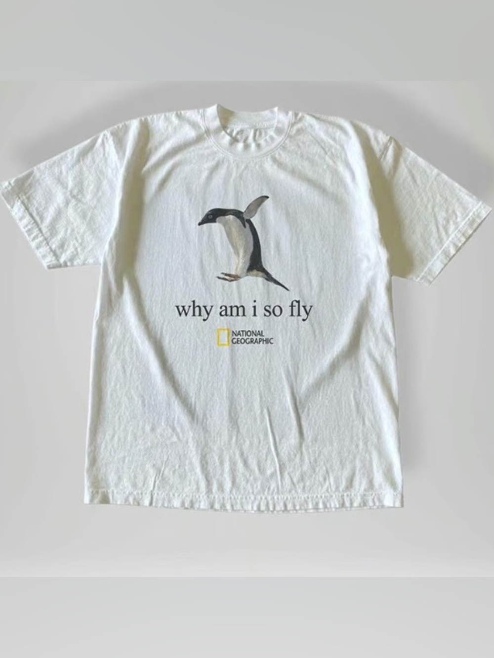 National Geographic Penguin Graphic Tee “Why am i so fly” T-Shirt
